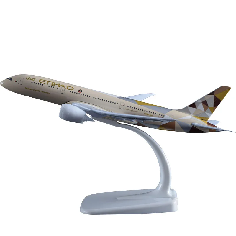 Модель самолета Etihad B787 20 см ремесла из сплава самолёт Боинг 787 авиационный