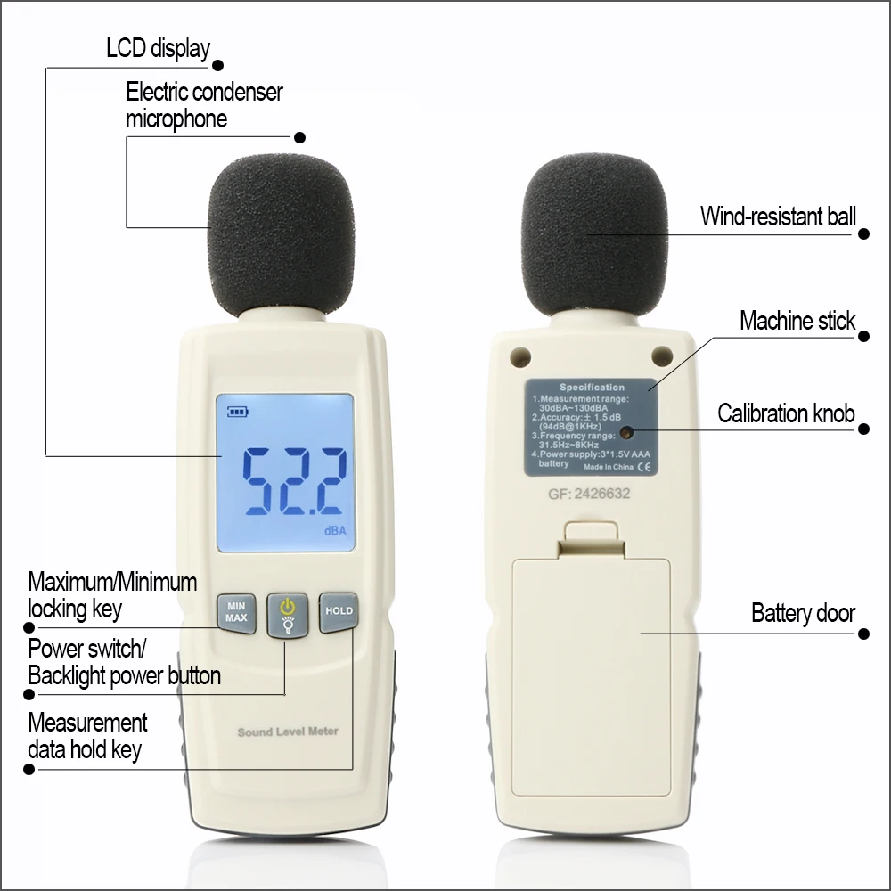 RZ Sound Level Meters Digital Sound Level Meter Sonometros Noise Audio Leve Meter 30-130dB Decibels Tester GM1352 Sound Meter 4