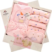 18 шт., милый детский комплект, хлопковая дизайнерская теплая одежда для мальчиков и девочек Детский комплект унисекс с рисунком медведя, одежда с длинными рукавами, TZ-008