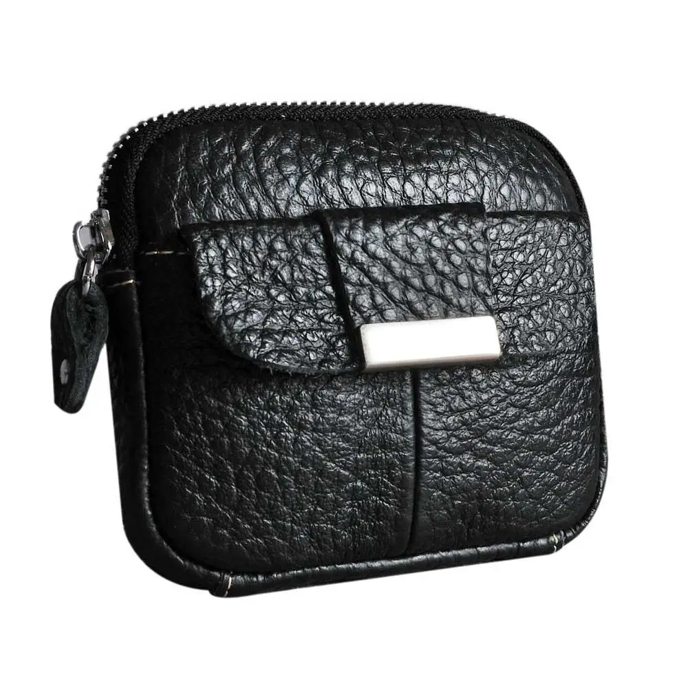 Короткие натуральной кожи поясная сумка кошелек простой для мужчин Мода черный портсигар