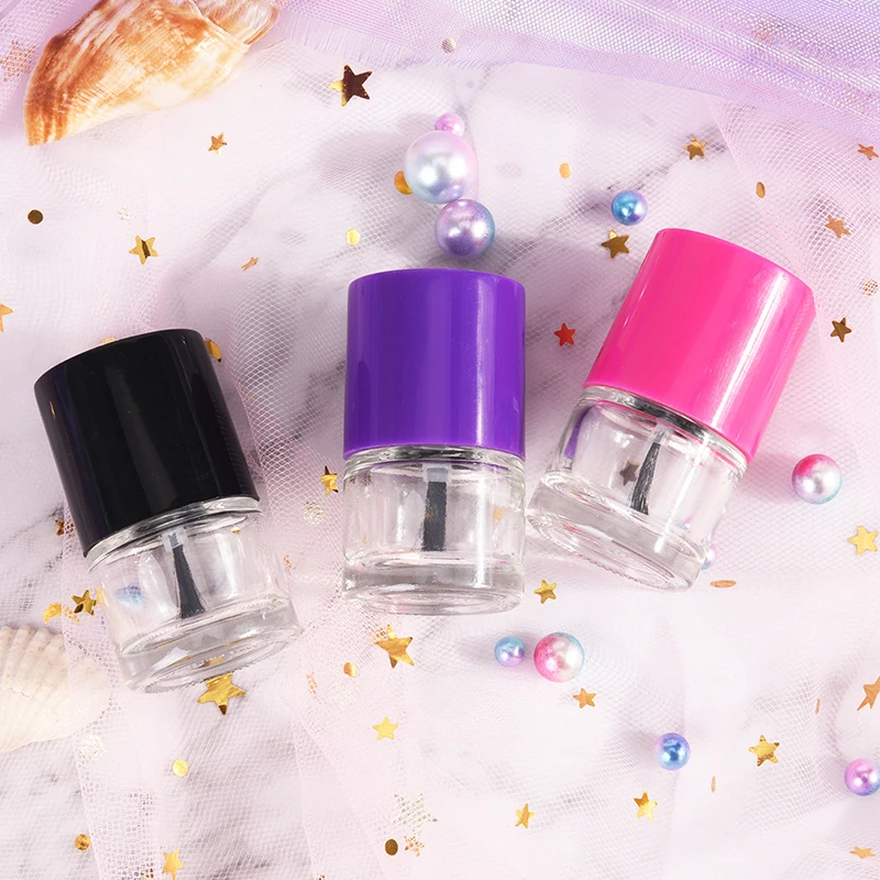Empty Cosmetic Square Nail Oil Glass Bottles Containers Empty Glass Nail Polish Bottle 5ML Transparent With A Lid Brush