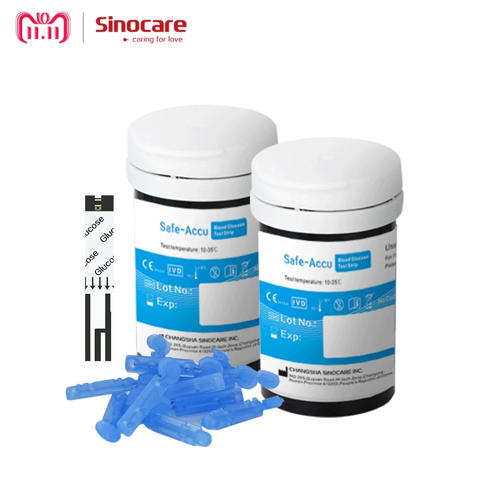 (50pcs) Sinocare Safe Accu Blood Glucose Test Strips and Lancets for