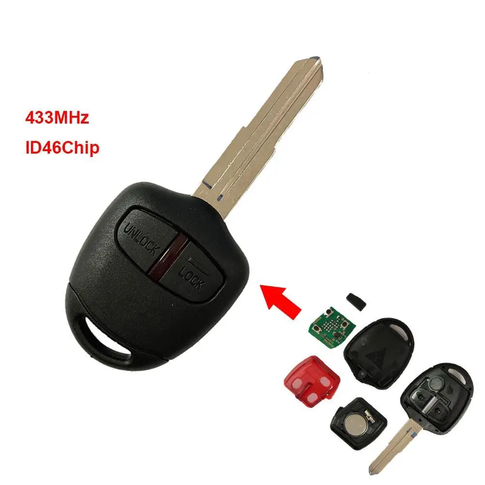

2-button Remote Control Key 433MHZ ID46 Chip for Mitsubishi L200 Shogun After 2006 with Battery