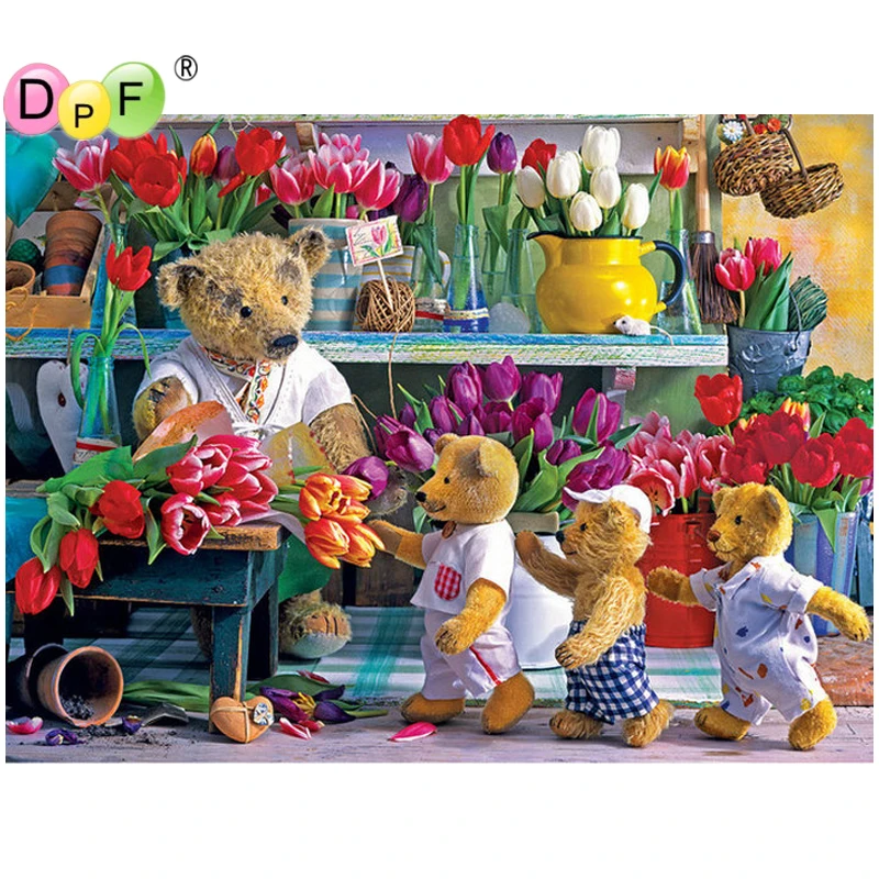 DPF diamond mazayka Home Decoration 5D Diy Diamond Painting Cross Stitch bear full Embroidery Square Mosaic Pict | Дом и сад