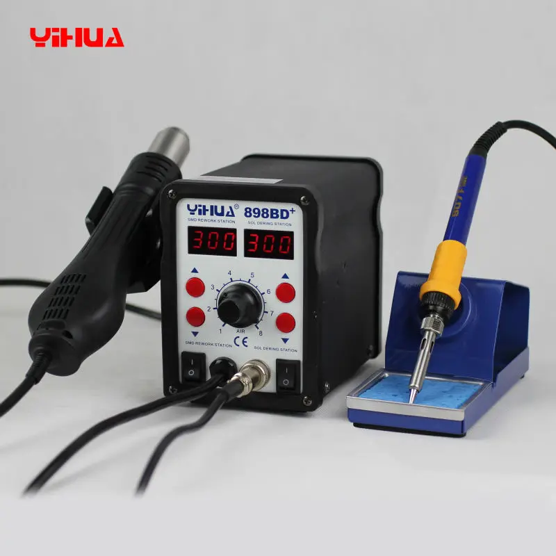 

110V/220V EU/US PLUG YIHUA 898BD+ 2 in 1 Digital Display Hot Air Desoldering Station Electric Soldering Iron + Heat Gun