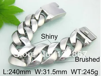 

245g Huge 31.5mm * 9'' Men's Shiny Cool Cuban curb Biker Link Bracelet 316L Stainless steel Heavy Jewelry