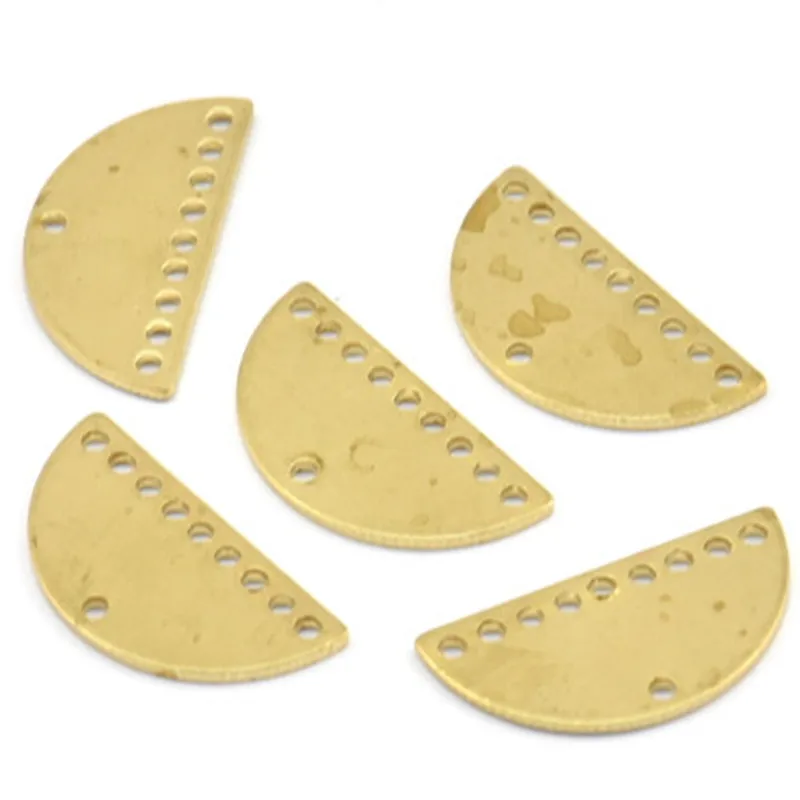 

24pc raw brass round Semi Circle Connectors.charm Necklace (Nickel Free and Lead Free). (21x10.5x0.75mm) BS 2081