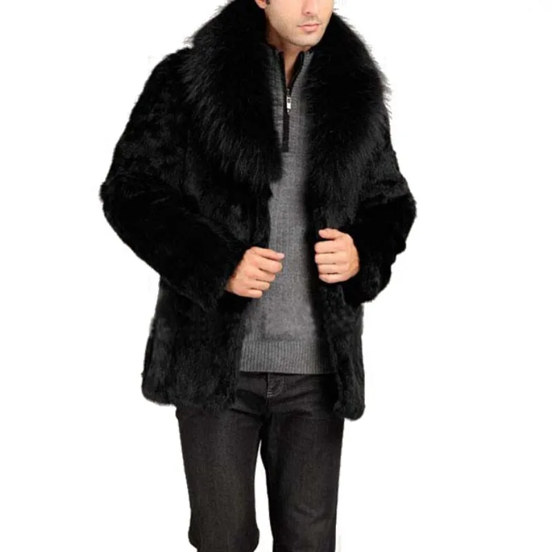Зимняя утолщенная теплая короткая стильная верхняя одежда, Меховая куртка, пальто высокого качества, пальто из искусственного меха для мужчин, мягкое пальто из лисьего меха черного цвета