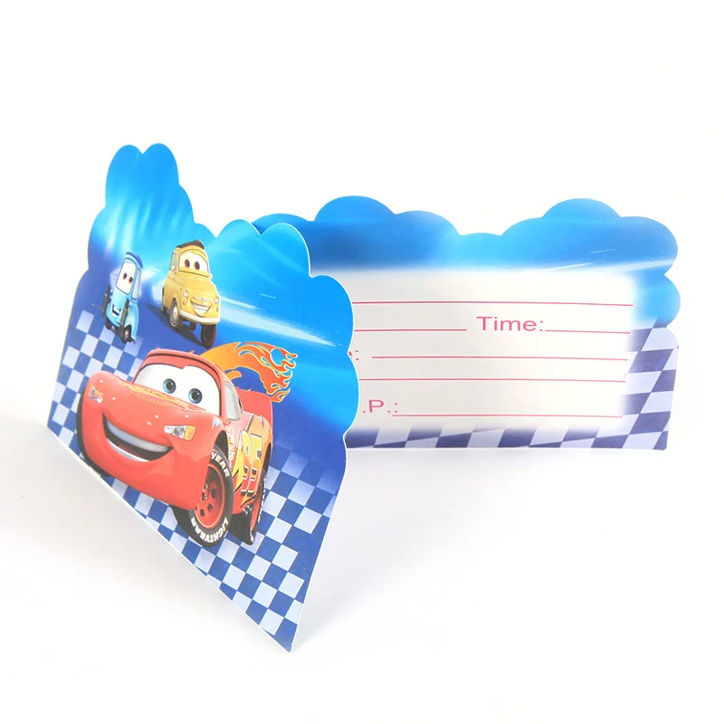 

Cars Theme Invitation Card 10pcs/pack Cartoon Supplies for Kid's Festival Children Birthday Party Decorations