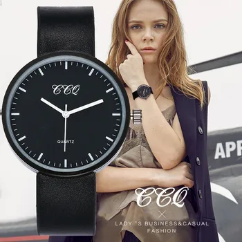 

CCQ Simple Dial Wristwatches Luxury Women Dress Leather Watches Male Quartz Clock Sport Watch Relogio Feminino Hot Selling