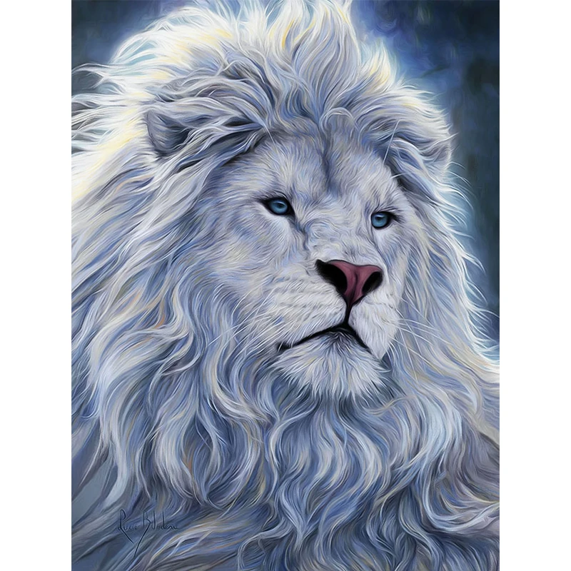 

Full Drill 5D DIY Diamond Painting White Lion Cross Stitch Diamond Embroidery pattern Rhinestone Diamond Mosaic painting