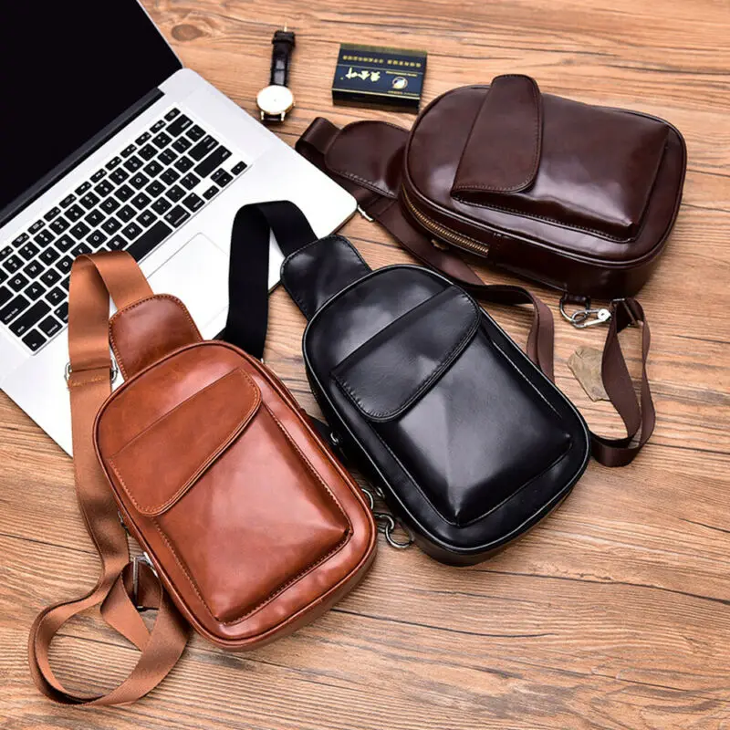 

2019 Brand New Style Fashion Men's Leather Sling Chest Cross Body Bag Shoulder Pack Sport Hot Sale Waist Packs