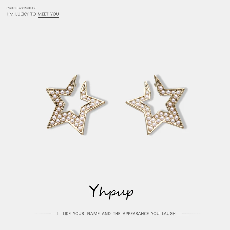 

Yhpup New Trendy Exquisite S925 Silver Pins 16 K Stud Earrings Sweet Cute Imitation Pearls Brincos for Women Party Jewelry Gift