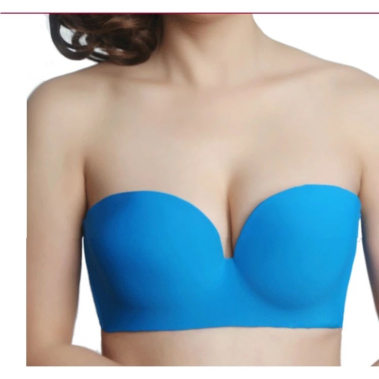 

Women Strapless Large Size Invisible Half Cup Bra Sexy Wedding Non-slip Bra