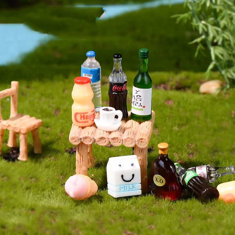 Мини гамбургер/музыкальная бутылка/молоко/Кола пищевая фигурка пластиковая миниатюрная Современная Статуэтка из ПВХ украшения DIY Ландшафтные украшения