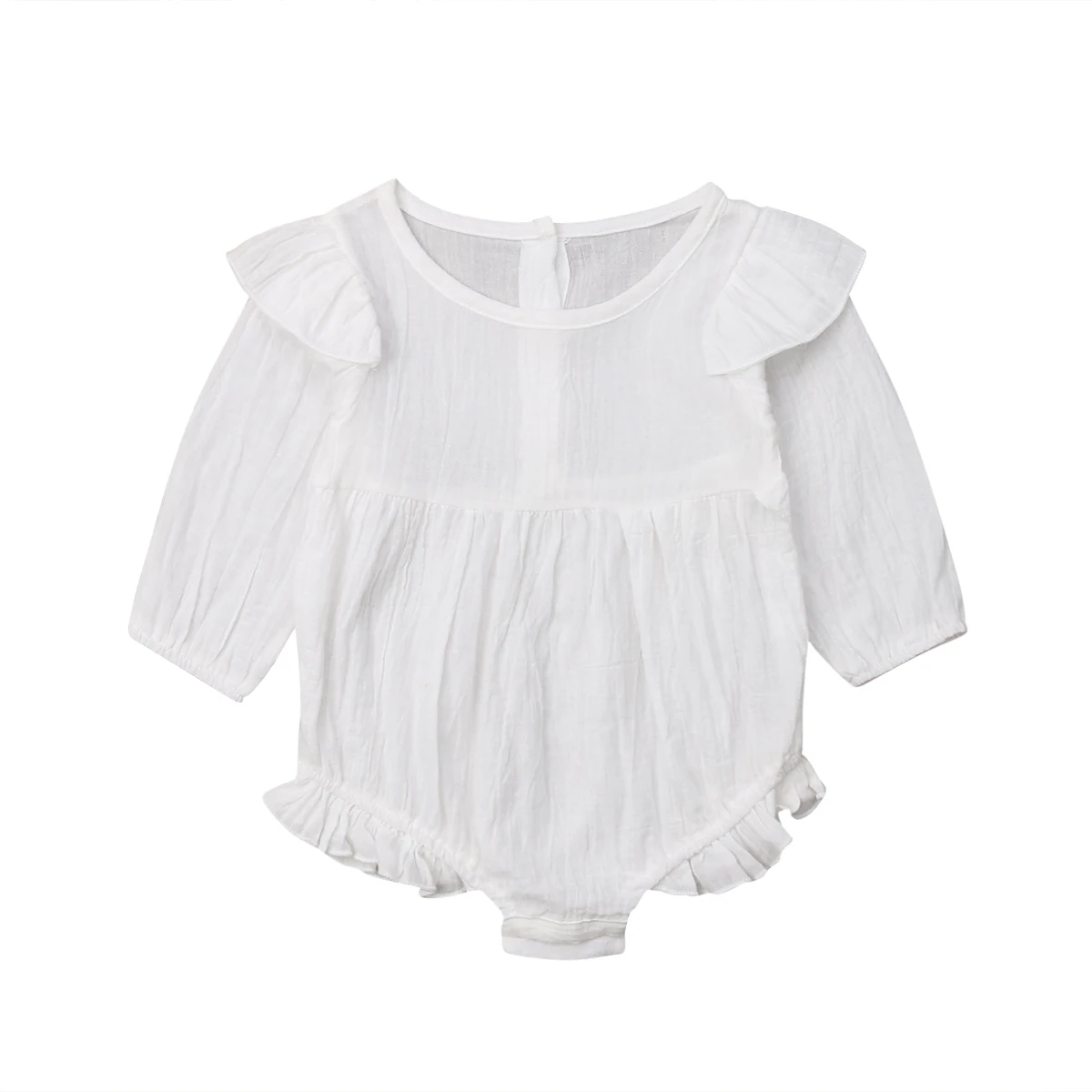 От 0 до 3 лет комбинезоны для новорожденных девочек; винтажный комбинезон с открытыми плечами и длинными рукавами для маленьких девочек; комбинезон; одежда для малышей - Цвет: Белый