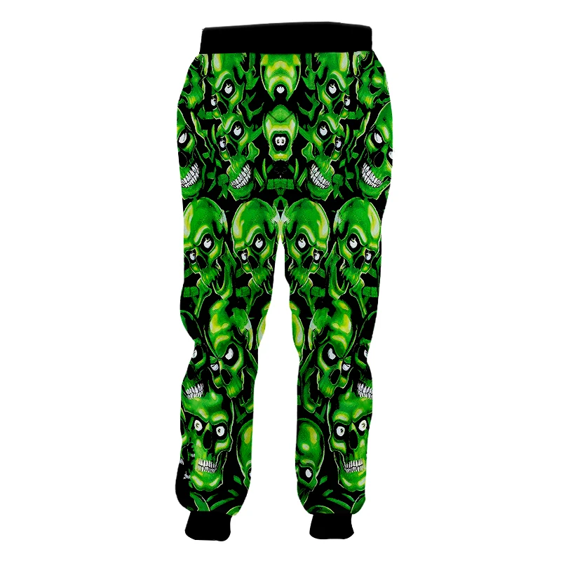 CJLM спортивные брюки из полиэстера, мужские брюки в стиле хип-хоп с зелеными черепами, брюки с 3D принтом в стиле панк-рок в китайском стиле