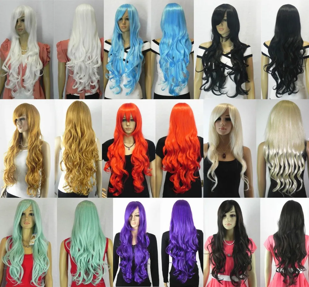 parrucca perruque 004456 9 color lady's fancy long wavy white/black