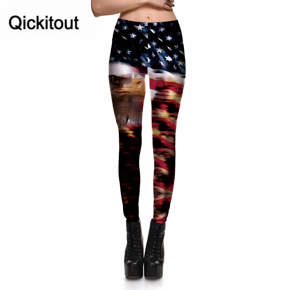 Qickitout Wholesale Slim Women's Pants New Digital Printing American