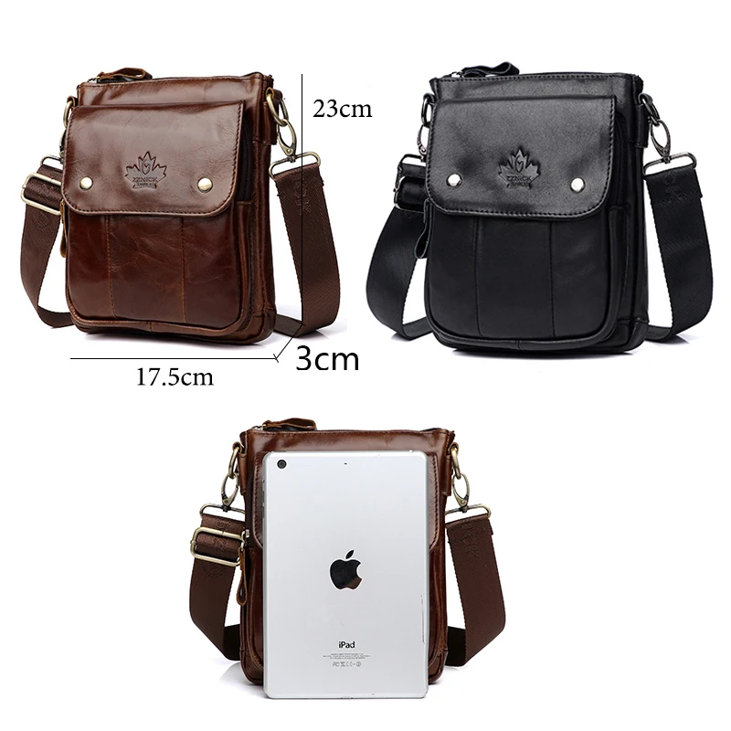 Men Genuine Leather Handbag Shoulder Messenger Bag Crossbody Bag New Fashion Bags For Men Flap Zipper Hasp KSK