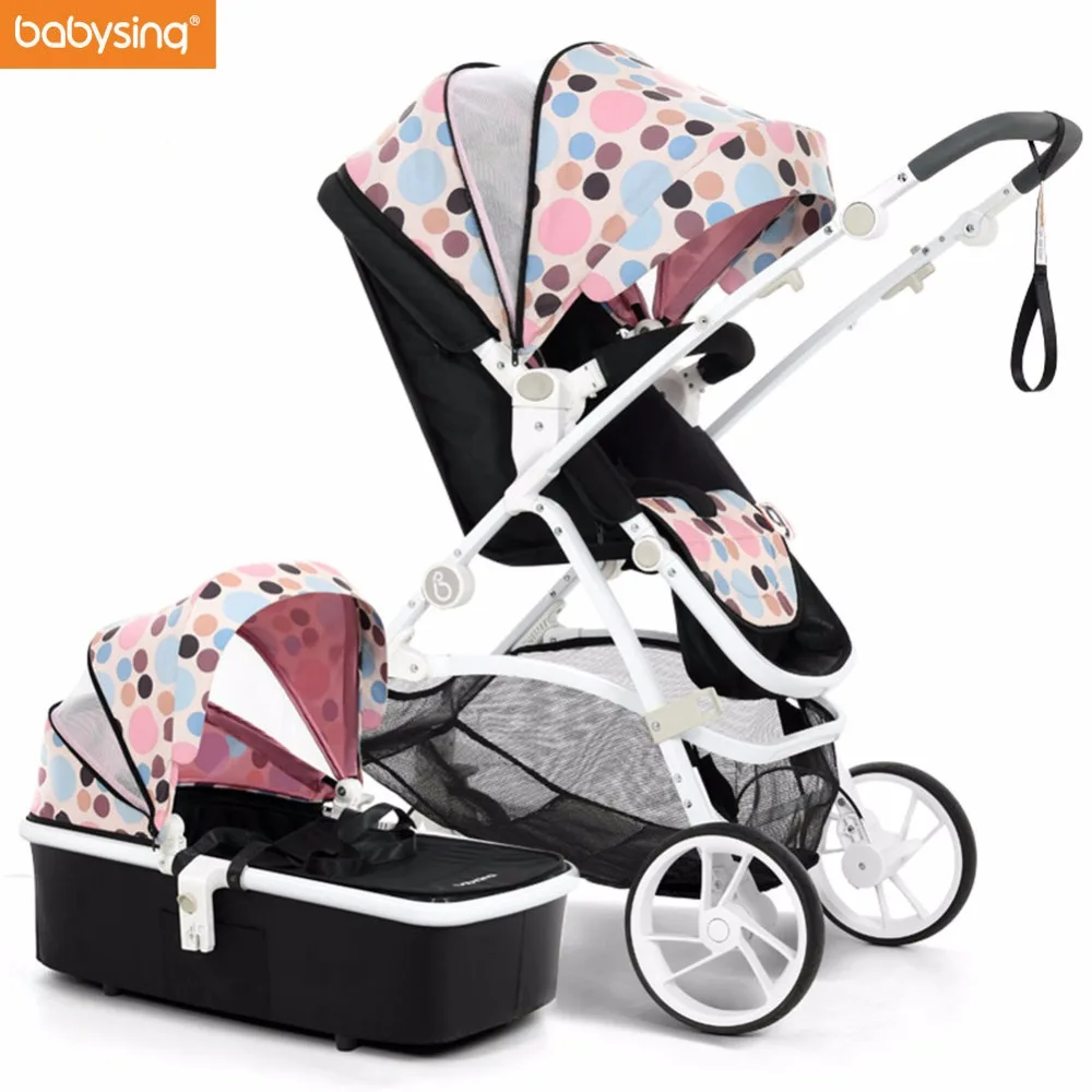 

Babysing Baby Stroller 2 in 1 Pushchair With Sleeping Basket High Landscape Pram Portable Foldable baby Carriage Strollers