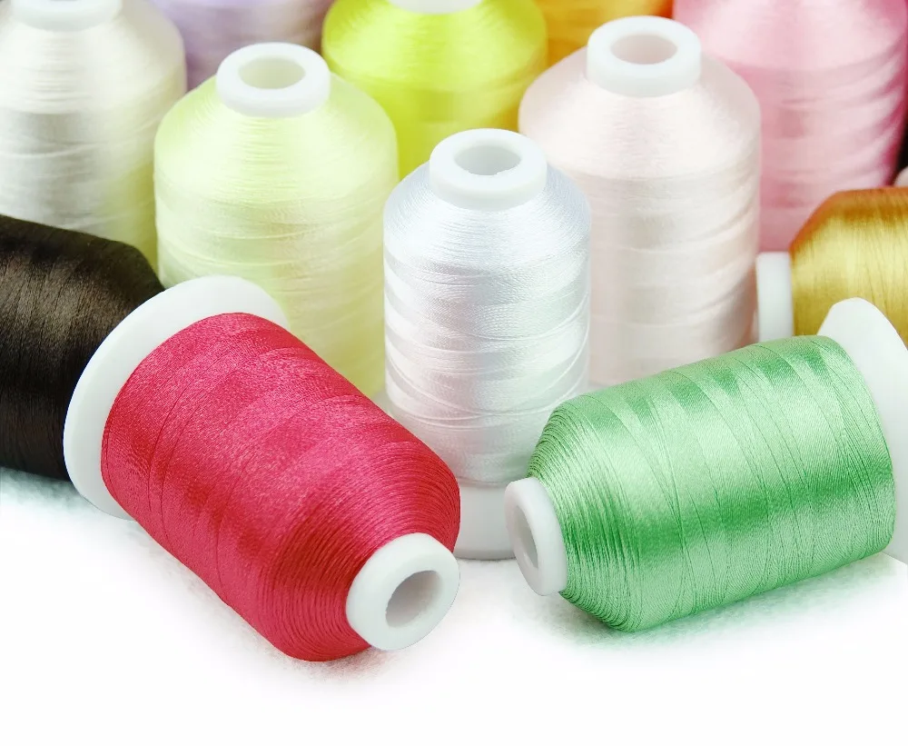 Popular 23 Brother color machine embroidery thread 1000m/cone + 1 white  bobbin fill thread for