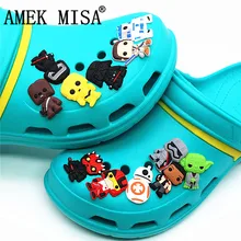 Новинка, 12 шт. набор, украшения для обуви, стиль Звездных войн, ПВХ, садовая обувь, очаровательные аксессуары, подходят для лент/Croc/JIBZ/детский подарок 2D-XJ12