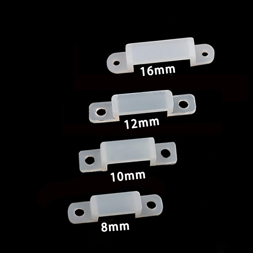 50Pcs/lot 8mm 10mm 12mm Width LED Fixing Silicone Mounting Clips For LED Strip 