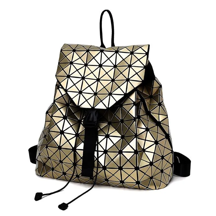 F Women Backpack 2016 BaoBao backpack female Fashion Girl Daily backpack Geometry Package Sequins Folding Bags 7 color DF411