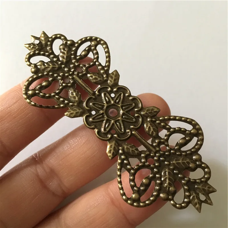 

Filigree Flower Wrap Connector Antique For Bracelet Necklace DIY,Bronze Tone,7.4X3.1cm,10PCs