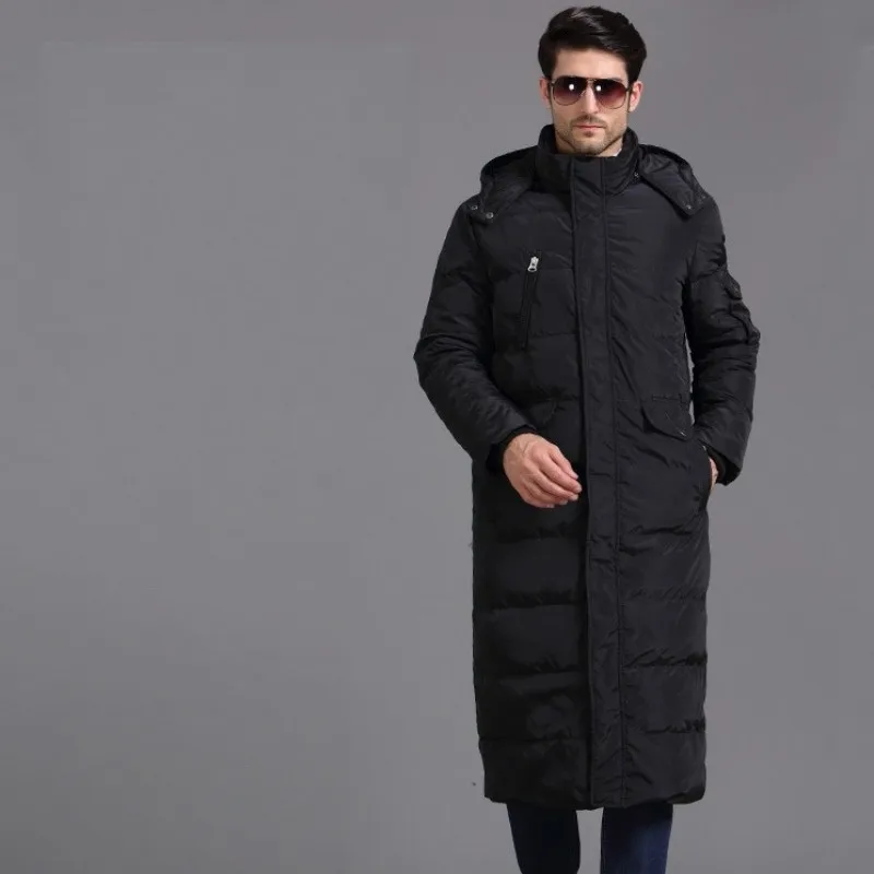 High Quality Luxury Mens Overcoat Winter Thick Warm Down Jacket Male Pocket Zipper Coats Business Casual Hooded Outerwear S-4XL