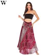 Хлопковые богемные длинные юбки для женщин розовый красный/зеленый/Цыганский цветочный узор юбка печатных Boho плиссированная юбка для вечеринок Dec20