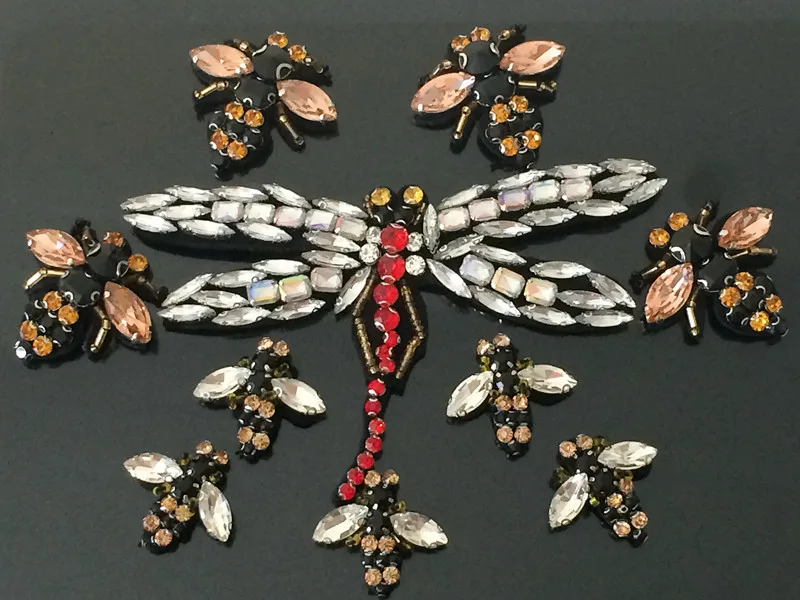 3D dragonfly beaded rhinestone Lace applique patches sequins embroidery patch DIY Clothing decorative accessories | Дом и сад