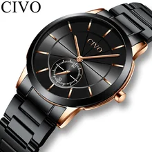Reloj CIVO quartz watches mens fashion sport dial waterproof wirst watches top brand luxury steel strap man watches montre homme