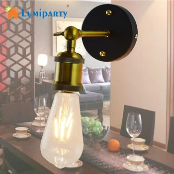 

LumiParty Wall Lamp Vintage Loft Wall Light E27 Edison Bulb Plated Iron Retro Industrial Home Lighting Bedside Lamp