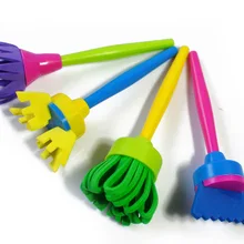 Кисть для рисования с милым рисунком граффити для маленьких детей ручная работа вспомогательная швабра с губкой 4 шт. вращающаяся кисть EVA