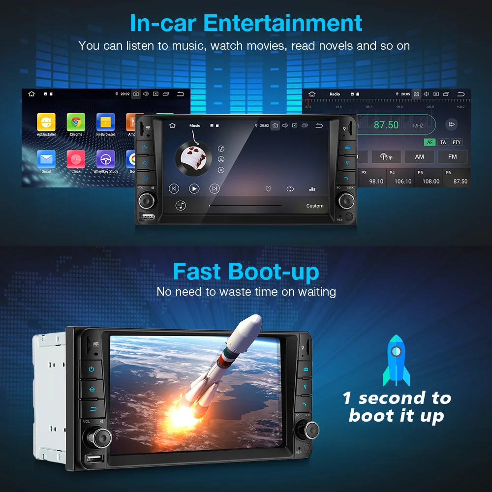 Discount Android 9.0 Car Multimedia Player for Toyota 2din GPS Car Video Player 4G WiFi Bluetooth Stereo Audio AM FM Auto Radio OBD DSP 2