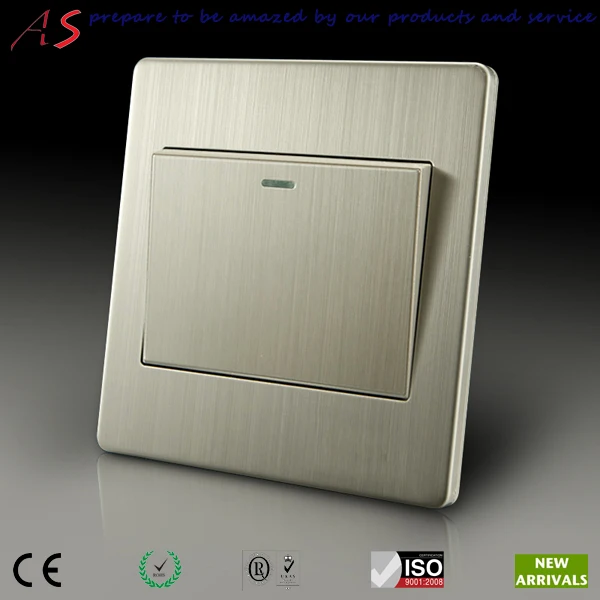 Building Material Luxurious Brushed Stainless Steel Faceplate One Building Material Luxurious Brushed Stainless Steel Faceplate One Gang Two Way On Off Push
