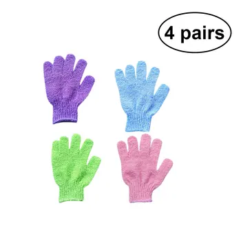 

4 Pairs Bath Exfoliating Gloves Five Fingers Unisex Assorted Color Shower Gloves Dead Skin Remover Scrub Gloves Bdoy Scrubber