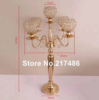 

New style Wedding Candelabra Centerpieces Center Table Candlesticks Parties Decor Crystal Candle Lantern Gold Candle Holders