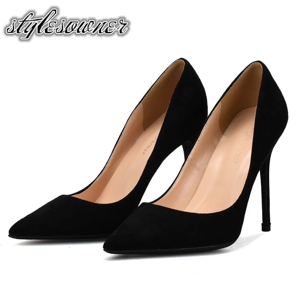 

Stylesowner Top Selling Pointed Toe Fashion Pumps Shoes Super High Heels Black Nude Color Rome Style Sweet Woman Stiletto Shoes