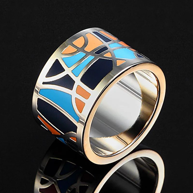 Wholesale Hot Selling Price Stainless Steel Ring Jewelry Brand Enamel