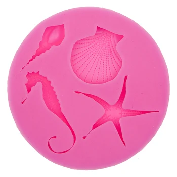

Hippocampus starfish shell conch shaped 3D Reverse sugar molding Food Grade silicone mould chocolate cake decoration tools F0578