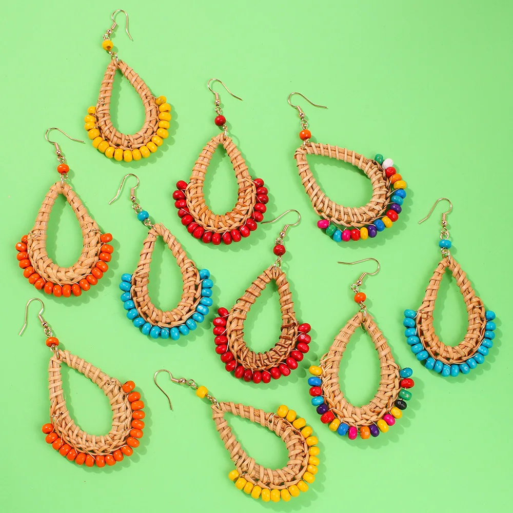 MESTILO 2019 Trendy Fashion Woven Rattan Earrings For Women Water Drop Female Statement Earring Accessories | Украшения и