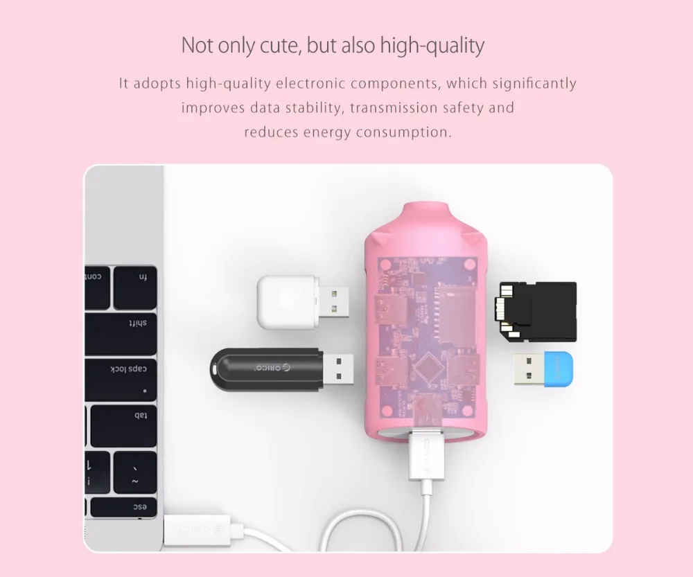 ORICO Cute Pig USB 3,0 концентратор многопортовый usb-адаптер 3 USB порта с TF SD кард-ридер адаптер для ноутбуков MacBook компьютерные аксессуары