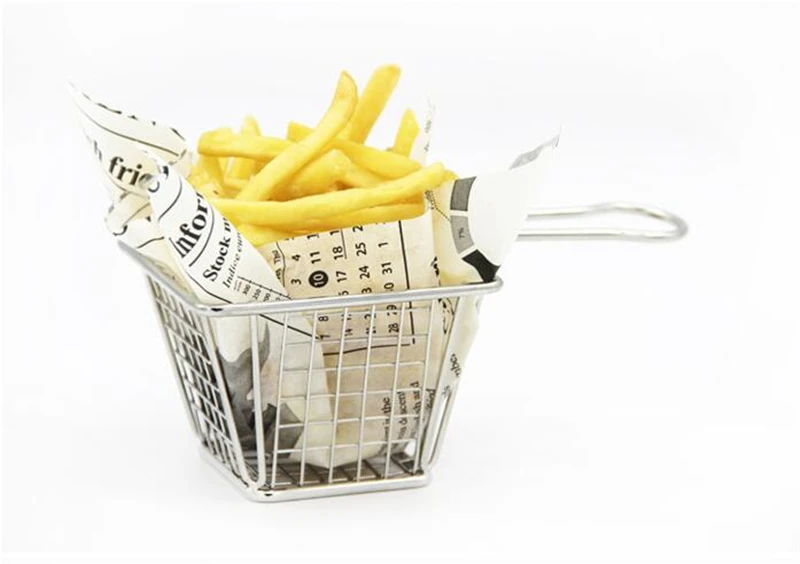 

restaurant 304 stainless steel tableware mini fry basket french fries basket bar snack holder