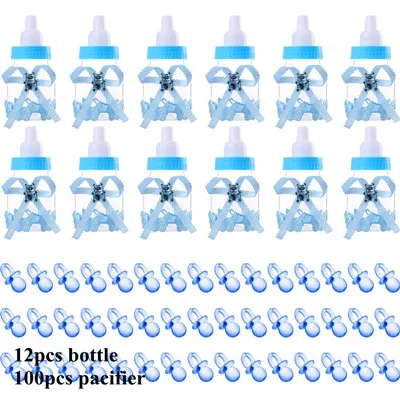 Бутылка конфет для детского душа сувениры Мини Бутылка Конфета Подарочная коробка для мальчика Девочка новорожденный младенец крещение день рождения Декор - Цвет: blue set