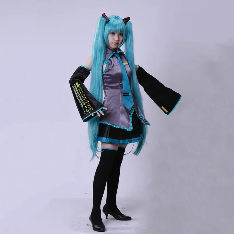

Hatsune Miku Cosplay Costumes Japanese VOCALOID Game anime Comic show music clothes set .Wigs sold separately.