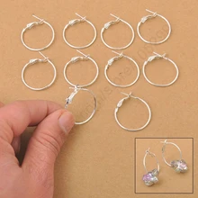 100 шт 925 пробы серебряные круглые серьги Модные Diy ювелирные аксессуары 20 мм обруч ушные провода вешалка с отверстиями для рукоделия