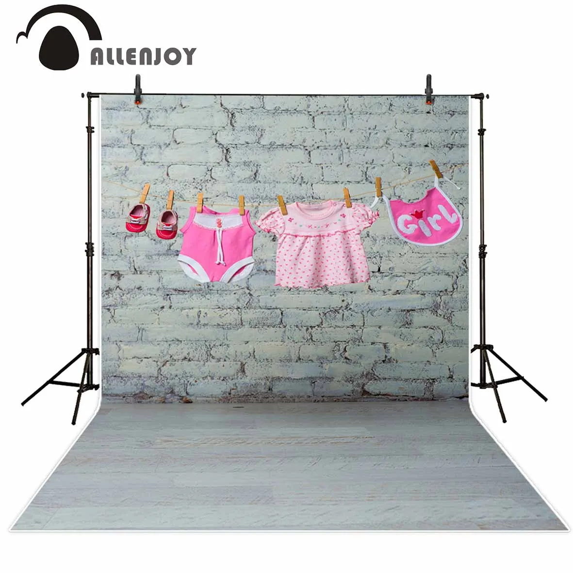 Allenjoy розовый комбинезон для маленьких девочек платье на лямках и красные туфли сухие на веревке на фоне белой кирпичной стены